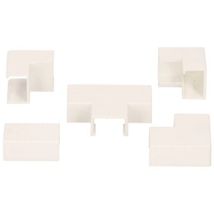 Ensemble de 5 raccords pour goulotte de câbles, 12x7mm, blanc.