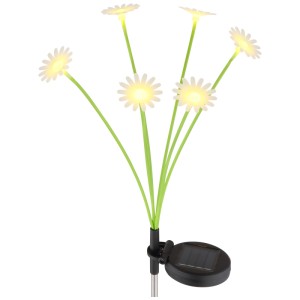 Globo LED Solarleuchte Margeriten, weiss/grün/gelb, 70cm hoch. Deko für Garten und Aussenbereich.