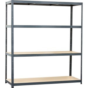 Étagère métallique HEAVY, revêtement poudre, 180x160x60 cm. Rayonnage robuste avec 4 tablettes.