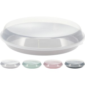 Serviertablett aus Polypropylen, Ø 35,5 cm, mit transparentem Deckel, verschiedene Farben.