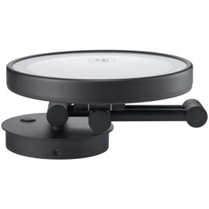 Specchio cosmetico LED Diaqua Nelas nero, Ø 20 cm, con cavo e supporto a parete.