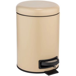 Wenko Leman, pattumiera a pedale beige in acciaio, 3 litri.