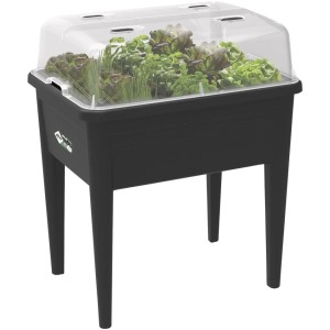 Elho Tavolo di semina Green Basics, 73,3x75,7 cm, Living Black, con coperchio e lattuga.