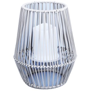 Lanterna solare a LED grigia con candela a LED, alta 25 cm, per giardino e balcone.