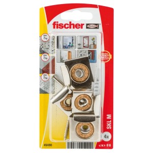 Fischer SB 45490 Fissaggio per specchi SK NVL-M NV, 2 pezzi, completo di tasselli e viti per specchi fino a 5 mm di spessore.