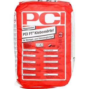 Sack PCI FT-Klebemörtel Fliesenkleber, grau, 25 kg. Geeignet für Steingut- und Steinzeugbeläge.