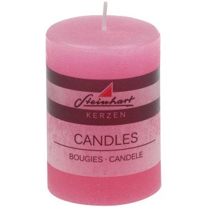 Bougie pilier rose 'Raureif', 80x58 mm, pour un éclairage d'ambiance.