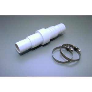Raccord de tuyau universel 38/32 mm avec deux colliers de serrage pour installations de piscine.