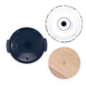 Heidi Cheese-Line Cheese Box Alpes, Ø 26cm, trasparente. Contenitore formaggio in plastica con coperchio e tagliere in legno.