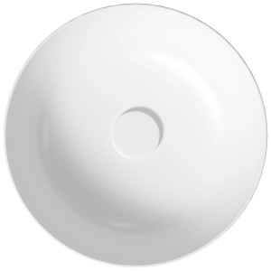 Vasque à poser ronde Cersanit blanche (Ø 40 cm) en céramique, vue de dessus.