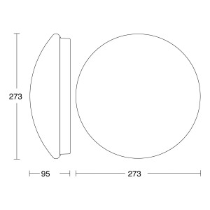 Schéma du plafonnier et applique murale LED Steinel RS 16 S avec dimensions, pour illustrer la taille.