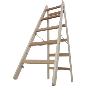 Scala doppia in legno Krause Stabilo con 2x5 gradini, ideale per lavori di pittura ed elettrici.