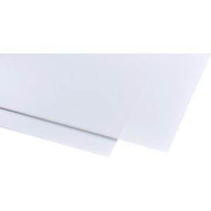 Lastra in polistirolo liscia bianco opale, 2,5 mm di spessore, 1000x1000 mm, per coperture in plastica.