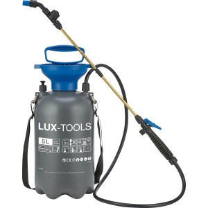 Pulvérisateur à pression LUX 5 l avec bandoulière et buse réglable.