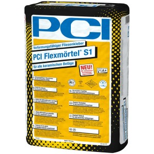 Sack PCI Flexmörtel S1 Fliesenkleber, verformungsfähig, 5 kg für keramische Beläge.