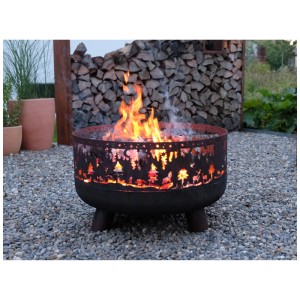 Brasero Nouvel Forest, Ø 60cm, avec motif forêt et feu. Idéal pour jardin et terrasse.