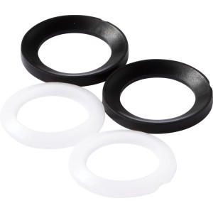 Set di anelli flessibili KÖRO, 4 pezzi, per raccordi a parete, nero e bianco.
