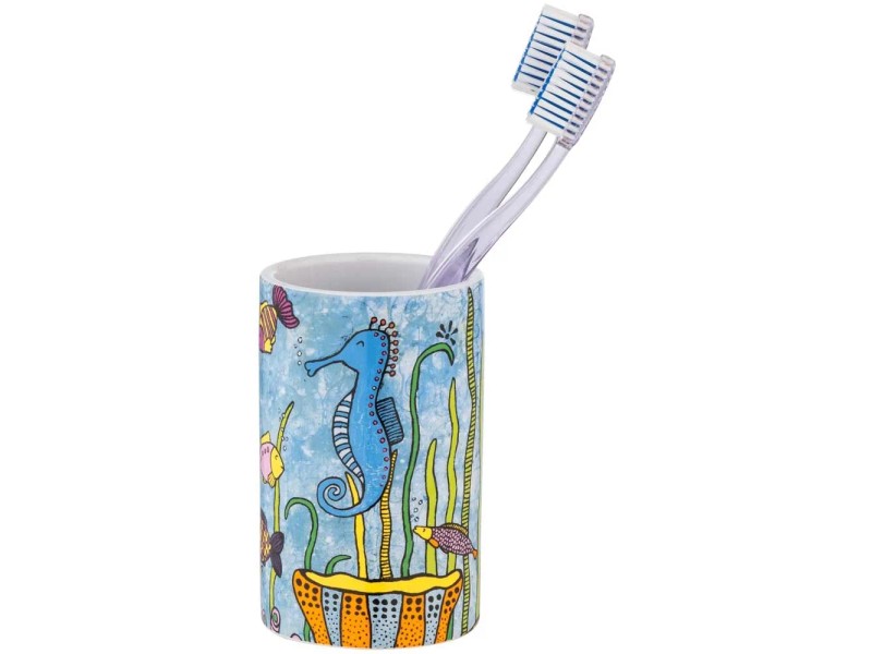 Zahnputzbecher Von WENKO – Buntes Blumenmotiv Für Bad-Deko