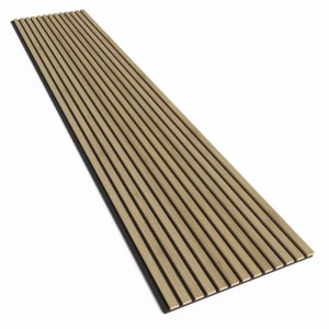 Panneau acoustique Denpanels Chêne Foncé avec feutre noir, 240x52cm pour réduction sonore.
