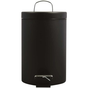 Cestino a pedale MSV in metallo nero, capacità 3 litri, per bagno e WC.