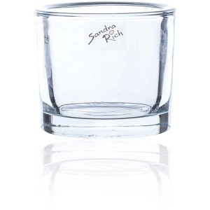 Vaso in vetro trasparente, altezza 8 cm, ideale come decorazione da tavolo o per regali fai-da-te.