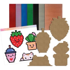 Aladine Mirror-Pixel-Art-Set Kawaii con 4 forme in MDF, tessere di mosaico e modello.