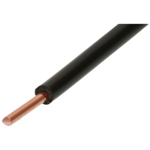 Fil en T noir, diamètre 2,5 mm, pour installations électriques intérieures.