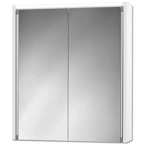 Armoire de toilette à miroir LED Sieper Nelma Line blanche avec deux portes miroir et bandeau lumineux LED.