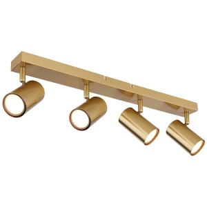 Faretto Globo oro spazzolato con 4 luci, design elegante per interni.
