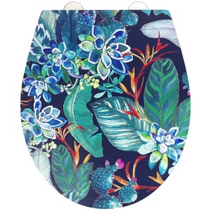 Wenko Sedile WC Manaus Duroplast con motivo vegetale colorato.