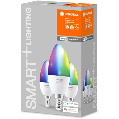 Ledvance Lampadina LED Smart+ Wifi forma cand. E14 RGBW 40 W / 470 lm Dim. da 3