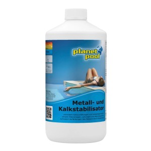 Bouteille de stabilisateur de métaux et de calcaire pour piscine Planet Pool.