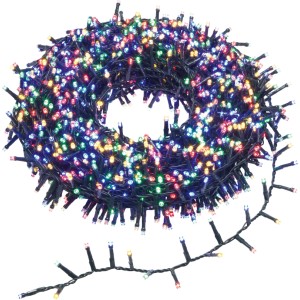 Guirlande lumineuse OBI 1500 LED multicolore, 3 m, enroulée. Pour jardin, balcon, terrasse.