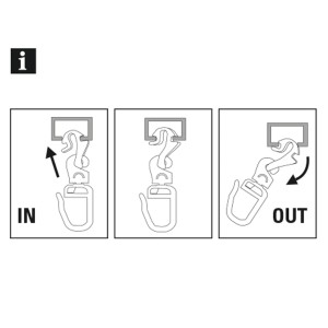 Istruzioni: Gardinia click glider per un facile inserimento e disinserimento del binario per tende.