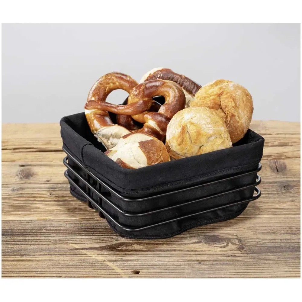 GEFU Brunch Cestino Per Pane Quadrato In Acciaio Inox Con Rivestimento In Tessuto Nero – 21,9 Cm - 2