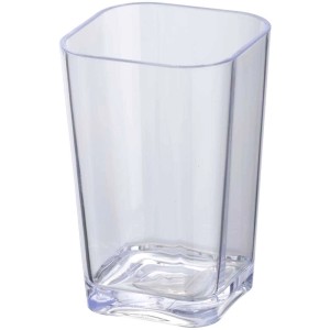 Transparenter, eckiger Zahnputzbecher Candy von Wenko aus Kunststoff.