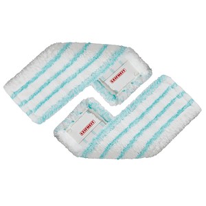 Leifheit Housse de balai Profi XL Micro Duo, lot de 2, blanc-turquoise pour appareils de nettoyage.