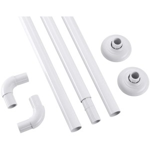 Barre de rideau de douche Diaqua Basic Universal, blanche, avec raccords et embouts.