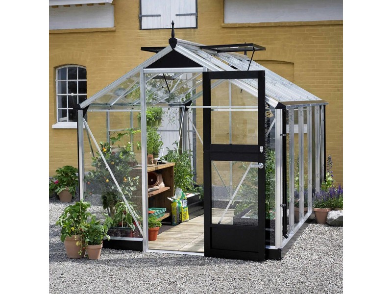 Juliana Gewächshaus Compact 8,2 m² 3 mm Sicherheitsglas Alu/Schwarz