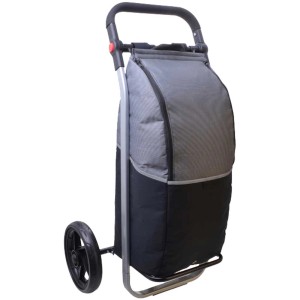 Carrello portaspesa da bici nero-grigio con borsa da 50L e gancio di traino.