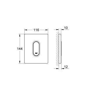 Placca di comando orinatoio Grohe Arena Cosmopolitan, dimensioni 116x144mm, per Rapido U/UMB