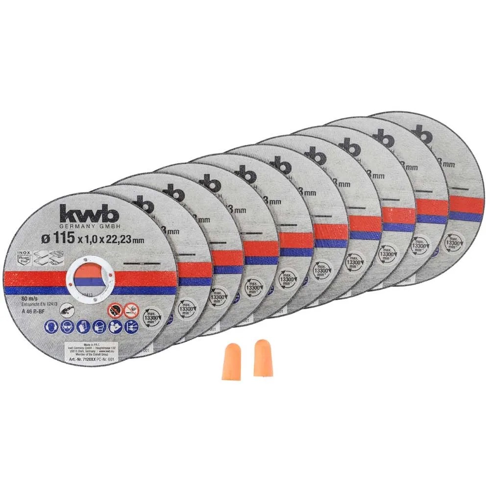 Kwb Trennscheiben-Set 10-tlg. – 125 Mm, Für Stein & Mauerwerk – MPA-zertifiziert, Gekröpft (für Winkelschleifer)