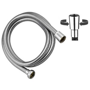 Flexible de douche chromé Euro Forte, 180 cm avec cône pivotant pour douche.