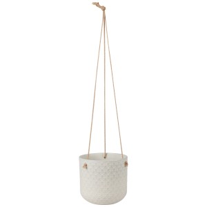 Vaso pensile ceramica lucido floreale Bianco 16,5 x 16,5 x 16 cm