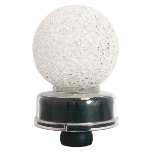 Lampada solare Peacock, 11,5 cm, Ø 6,5 cm, per supporti per piante rampicanti, con sfera bianca.