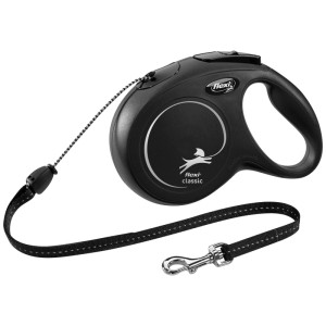 Guinzaglio a corda per cani Trixie Flexi New Classic nero, taglia M, 8 m di lunghezza.
