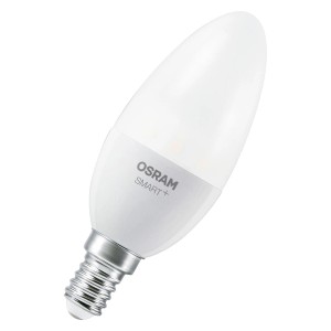Lampadina LED Osram Matter E14, forma a candela B40, RGBW, 4,9W. Lampada Smart+ per illuminazione d'atmosfera.