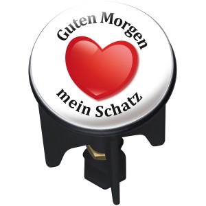 Wenko tappo lavandino Guten Morgen con cuore e scritta, Ø 3.9cm, per tutti gli scarichi standard.