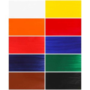 Farbmusterkarte I Am Creative Acrylfarben mit verschiedenen Farben.