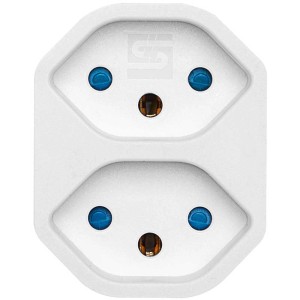 Adaptateur multiple blanc Steffen Line avec 2 prises T13 et sécurité enfant.